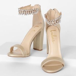 Lulu’s Mylan Gold Ankle Strap Heels